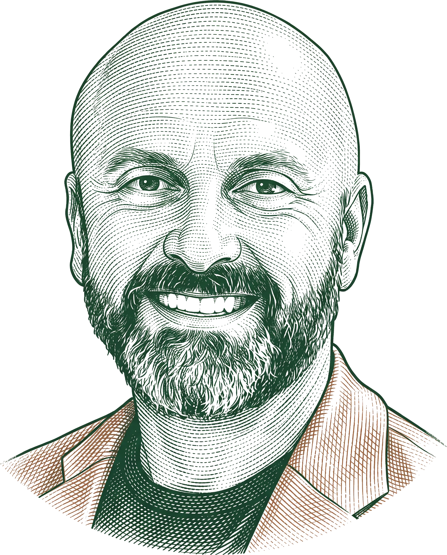 Engraved portrait of Ralph Quintero
